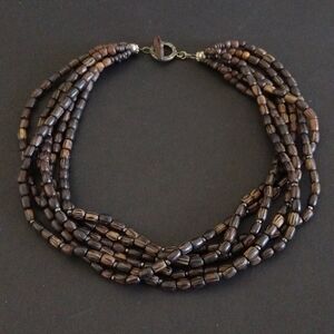 Silpada Sterling Silver Palm Wood Beaded Necklace N1349 Retired